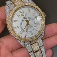 White Color Bolo Dial Moissanite Dual Tone Luxury Watch