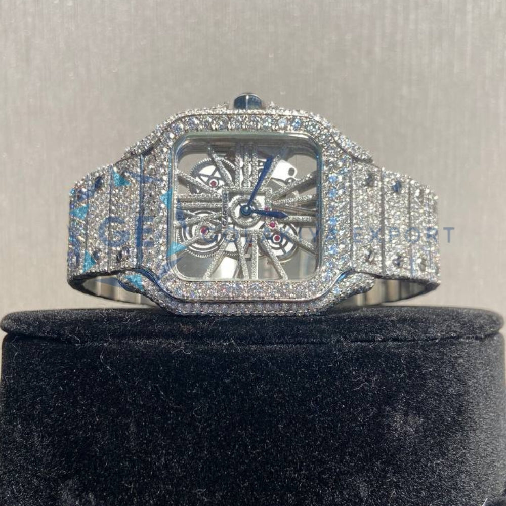 Fully Iced Out Skeleton Moissanite Hip Hop Men's Watch