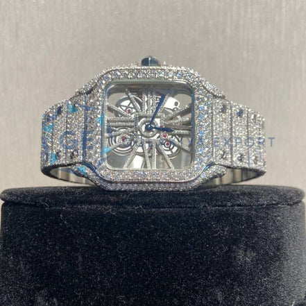 Fully Iced Out Skeleton Moissanite Hip Hop Men's Watch