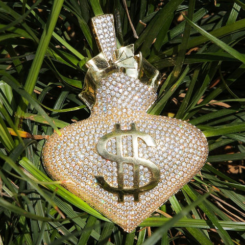 Money Bag Symbol Moissanite Pendant Necklace