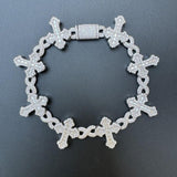 Iced Out Moissanite Diamond Infinity Link Cross Bracelet