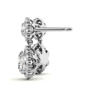 Round Brilliant Cut Moissanite Floral Halo Earrings