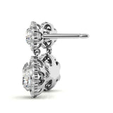 Round Brilliant Cut Moissanite Floral Halo Earrings