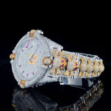 Skull Moissanite Diamond Dual Tone Hip Hop Watch