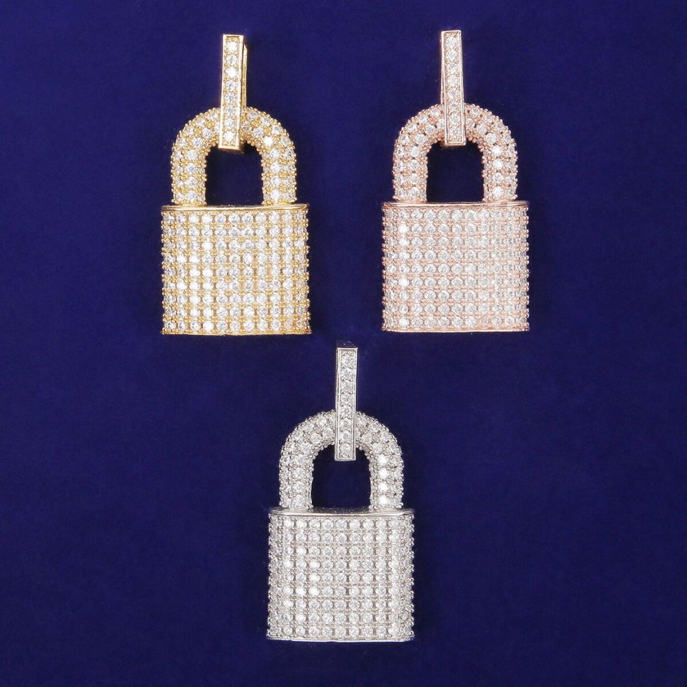 Moissanite Diamond Lock Pendant