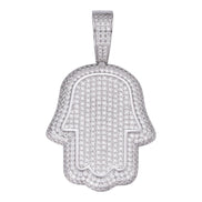 925 Sterling Silver Hamsa Hand Moissanite Pendant