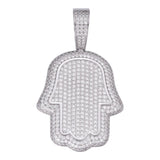 925 Sterling Silver Hamsa Hand Moissanite Pendant