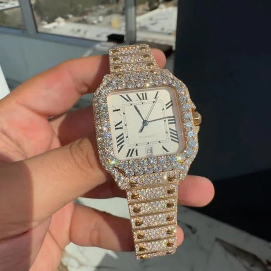White Color Dial Moissanite Automatic Watch For Men's