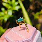 Green Kite Cut Yellow Gold Solitaire Engagement Ring