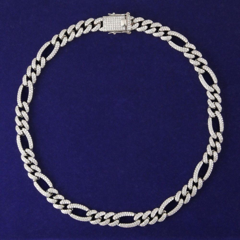 Moissanite Iced Out Figaro Chain For Him