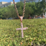 Baguette Moissanite Hip Hop Bling Cross Pendant Chain
