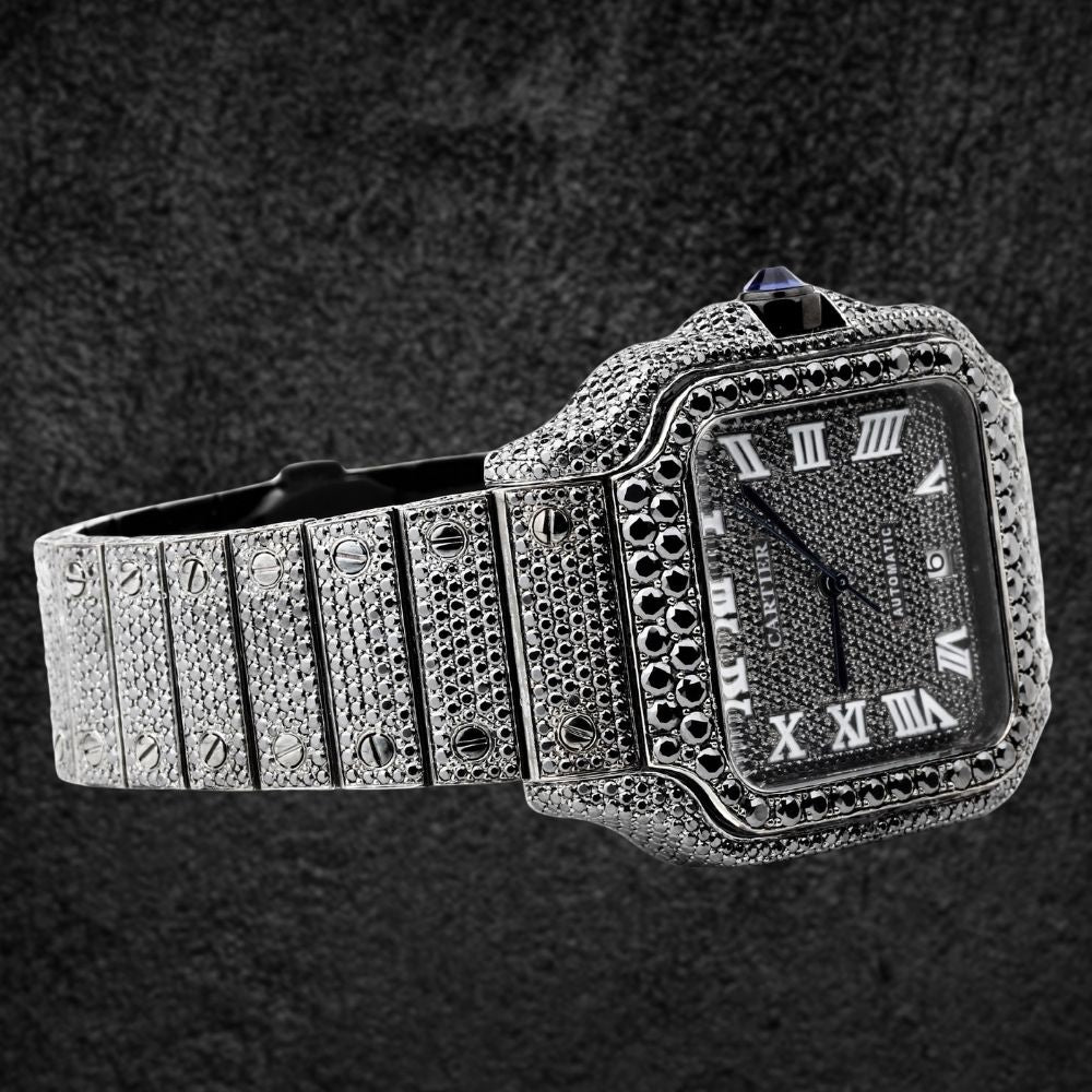 Iced Out Black Moissanite Diamond Hip Hop Watch