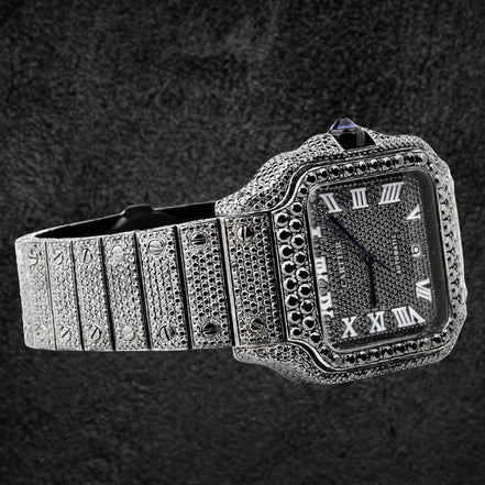 Iced Out Black Moissanite Diamond Hip Hop Watch
