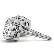Four Prong Round Cut Moissanite Solitaire Earrings
