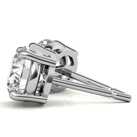 Four Prong Round Cut Moissanite Solitaire Earrings