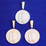 D Color Moissanite Praying Hand Round Shape Iced Out Pendant