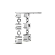 Classic Triple Moissanite Drop Earrings in White Gold