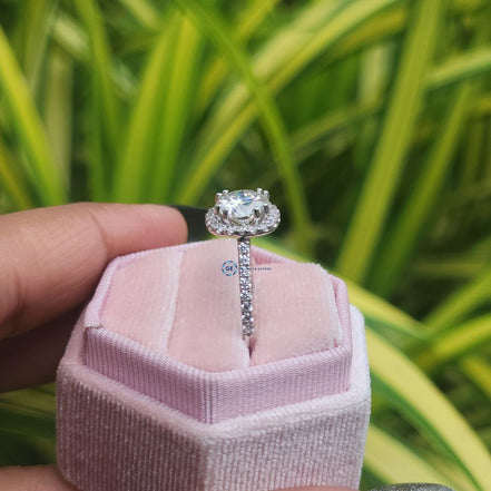 14K Gold Round Cut Lab Grown Halo Engagement Ring