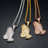 Iced Out Jesus Prey Hand Moissanite Diamond Pendant