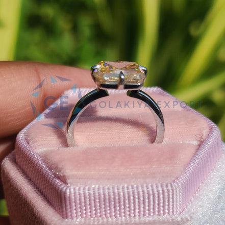 Lab Grown Diamond Champagne Radiant Cut Solitaire Ring