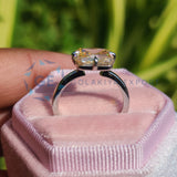 Lab Grown Diamond Champagne Radiant Cut Solitaire Ring
