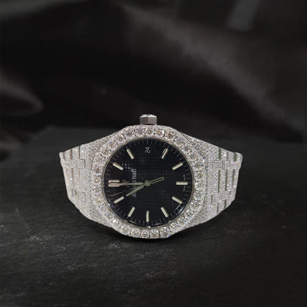 Black Dial Iced Out Moissanite Luxury Fashion Watch