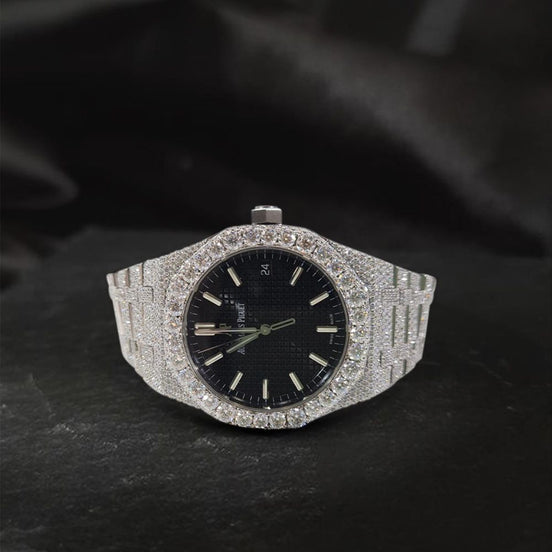 Black Dial Iced Out Moissanite Luxury Fashion Watch