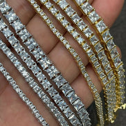 Princess Square Moissanite Tennis Bracelet For Men's