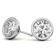 Bezel Set Moissanite Round Cut Earrings For Women