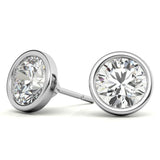 Bezel Set Moissanite Round Cut Earrings For Women