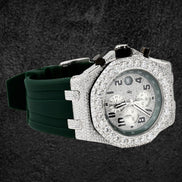 Moissanite Diamond Iced Out Rubber Strap Watch For Men's