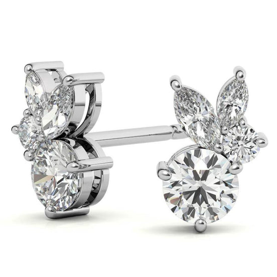 Premium Round & Marquise Moissanite Stud Earrings