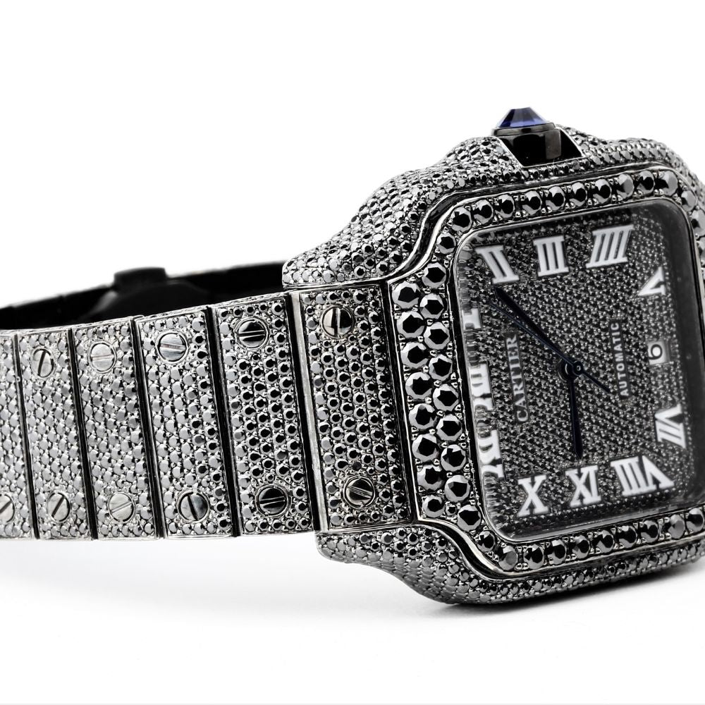 Stylish Black Moissanite Diamond Luxury Hip Hop Watch