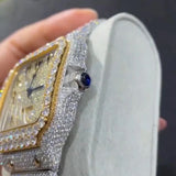 Moissanite Dual Tone Wrist Watch For Men's
