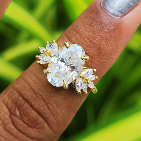 Oval Cut Lab Grown Diamond Vintage Wedding Ring