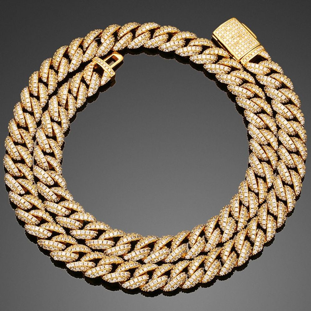Round Cut Moissanite Diamond Miami Cuban Chain For Men's
