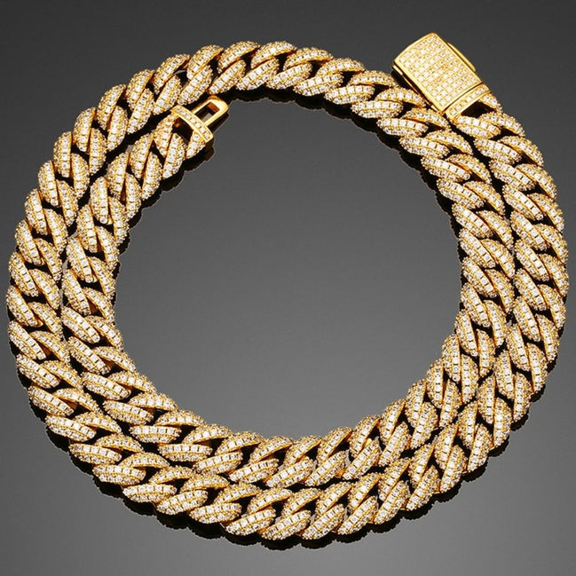 Round Cut Moissanite Diamond Miami Cuban Chain For Men's