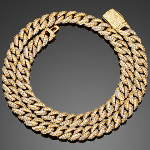 Round Cut Moissanite Diamond Miami Cuban Chain For Men's