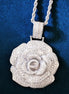 Rose Flower Silver Moissanite Men's Pendant