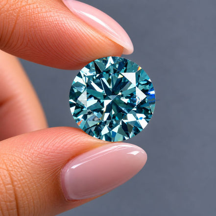 Round Cut Blue Lab Grown Diamond, Eco Friendly CVD Loose Diamond
