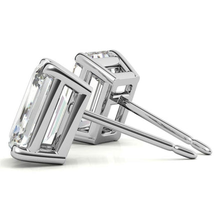 Elegant Emerald Cut Moissanite Stud Earrings