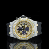 Black Rubber Belt Moissanite Diamond Watch