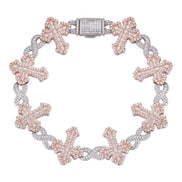 Infinity Link Cross Moissanite Dual Tone Bracelet