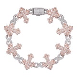 Infinity Link Cross Moissanite Dual Tone Bracelet