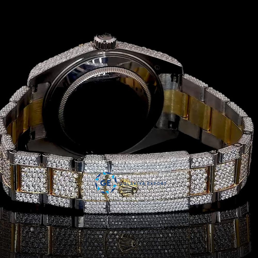 Classic Date Just Iced Out Dual Tone Luxury Watch