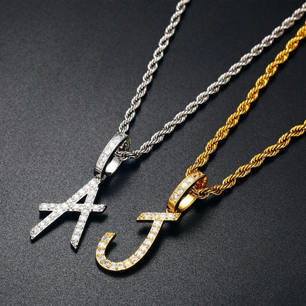 Capital Letter Moissanite Diamond Alphabet Pendant