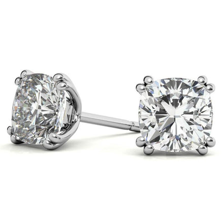 Double Prong Minimal Round Moissanite Earrings