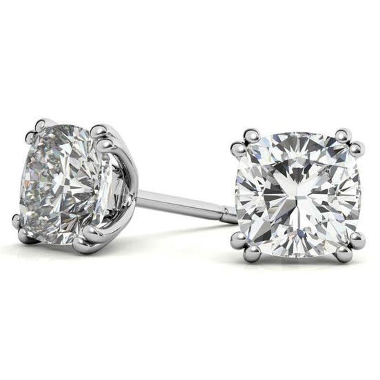 Double Prong Minimal Round Moissanite Earrings