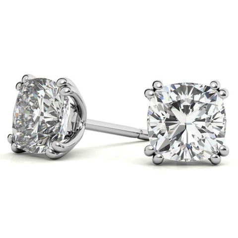 Double Prong Minimal Round Moissanite Earrings
