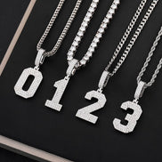 Sterling Silver Lucky Custom Number Moissanite Diamond Necklace